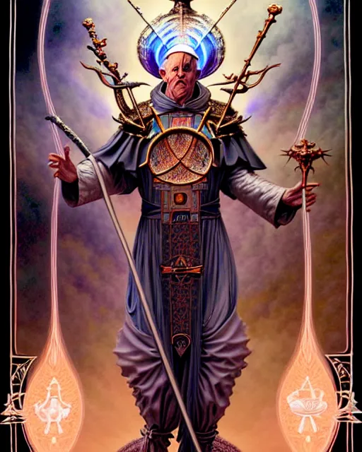 Image similar to the pope tarot card, fantasy character portrait made of fractals, ultra realistic, wide angle, intricate details, the fifth element artifacts, highly detailed by peter mohrbacher, hajime sorayama, wayne barlowe, boris vallejo, aaron horkey, gaston bussiere, craig mullins