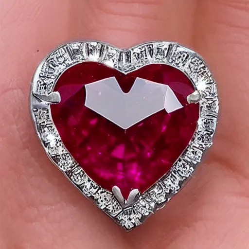 Prompt: a crystal heart vvs diamond ruby heart filled with blood flowing through wire veins crystal heart