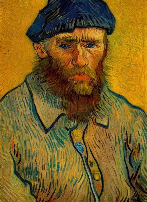 Image similar to !! portrait of a russian peasant!! by van gogh, detailed face expressionist oil painting masterpiece, 8 k resolution, smooth, sharp focus, pastel color palette, trending on artstation