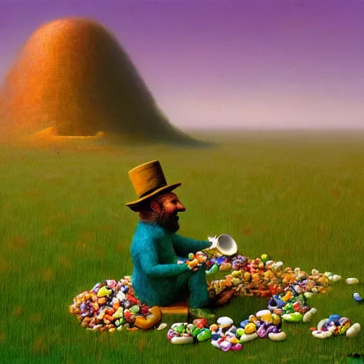 Prompt: scene of a leprechaun eating Lucky Charms cereal, digital painting by Zezislaw Beksinski, 4k wallpaper, masterpiece, beautiful, gorgeous, happy, wholesome, cheerful, cute