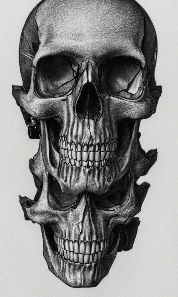 Prompt: highly detailed drawing of a cyborg skull, studio lighting, 4k