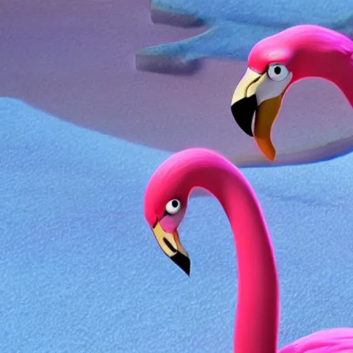 Image similar to flamingo animated 3d movie still pixar