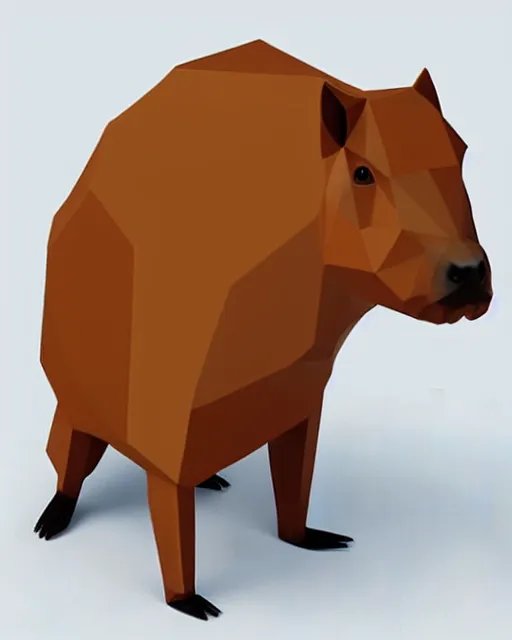 Image similar to low polygon render of a capybara on a white background, isometric 3d, ultra hd