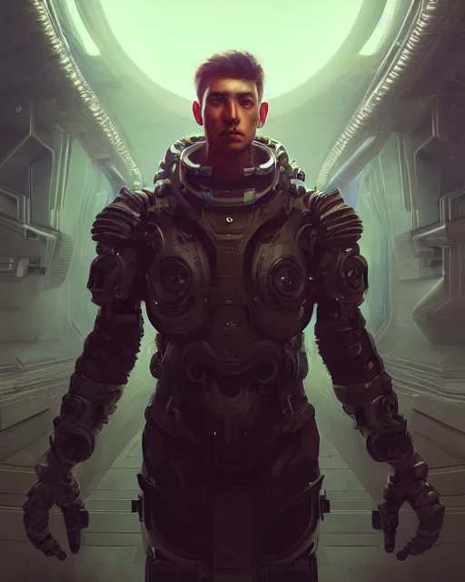 Prompt: male portrait, handsome, sci - fi, palladium spheres, highly detailed, intricate background, complex 3 d render by artgerm, ruan jia, thomas kinkade, simon stalenhag, akihiko yoshida. unreal engine, blender, octane, ray tracing. luminous, sharp focus, masterpiece, post processing, deviantart