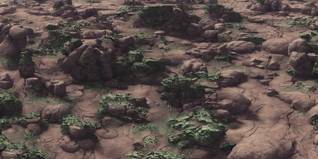Image similar to flat surface, sci-fi rocky terrain environment in the style of a miniature movie sets and 1980s matte paintings by Lucasfilm ultra realistic, 4K, movie still, UHD, sharp, detailed, cinematic, render