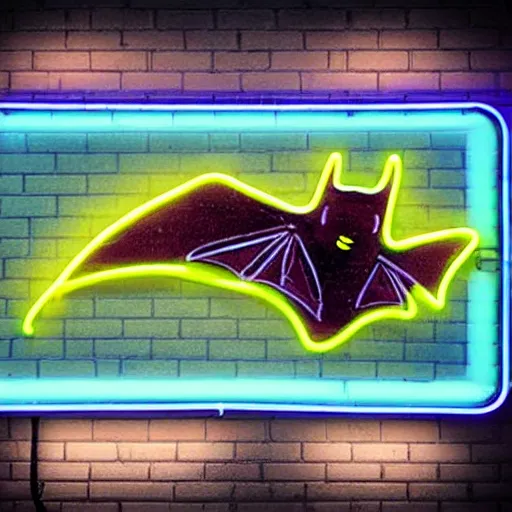 Prompt: Neon Sign of a bat