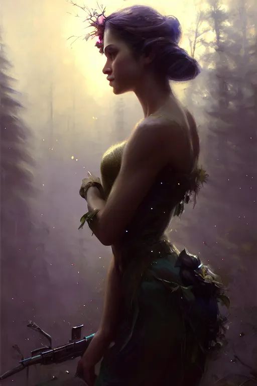 Image similar to cinematic shot of an epic portrait of a fairy dressed in military clothes, shiny skin, beautiful eyes, beautiful, small details, night setting, realistic poster with volumetric light from craig mallism, artgerm, jeremy lipkin and michael garmash, unreal engine, radiant light, detailed and complex environment, digital art, trends at art station, a masterpiece