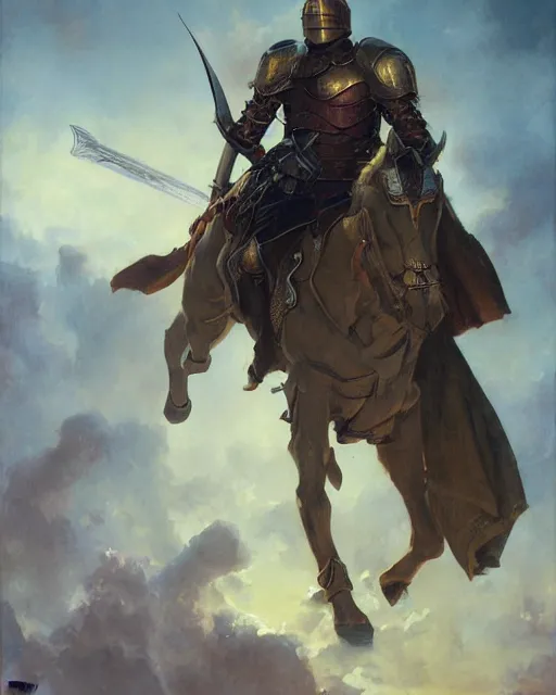 Prompt: aa strong and handsome knight, oil painting, by Edgar Maxence and Ross Tran and Michael Whelan