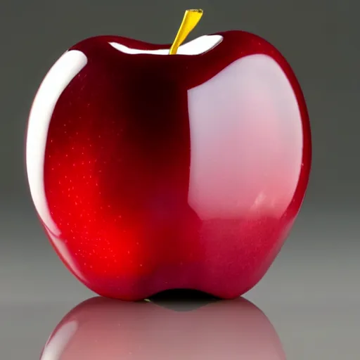 Prompt: An apple that is made of ruby crystal