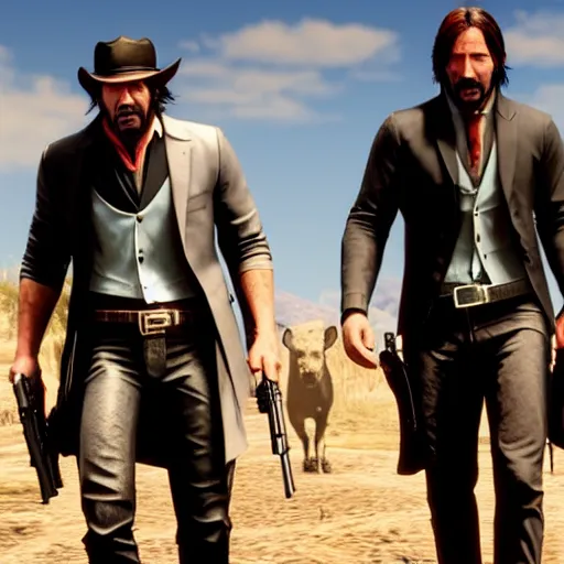 Prompt: John wick in Red dead redemption 2 movie