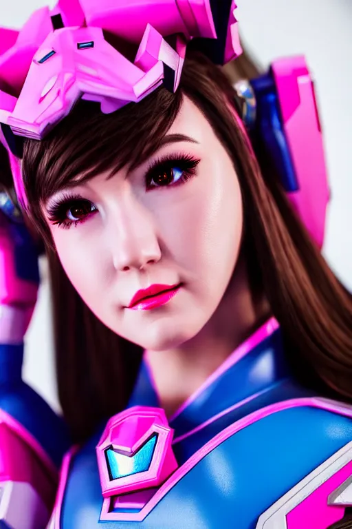 Image similar to d. va from overwatch as a real person, studio lighting, high detail, dramatic lighting, 4 k, 8 k, hdr