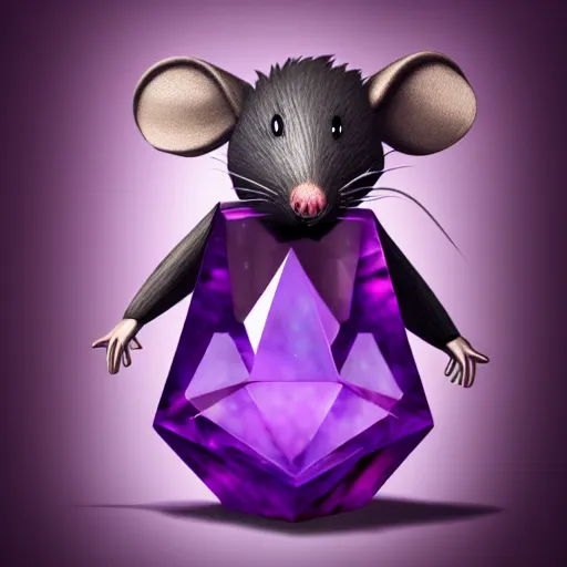 Image similar to mouse reaches for floating purple crystal, RPG Portrait, trending on Artstation, award winning