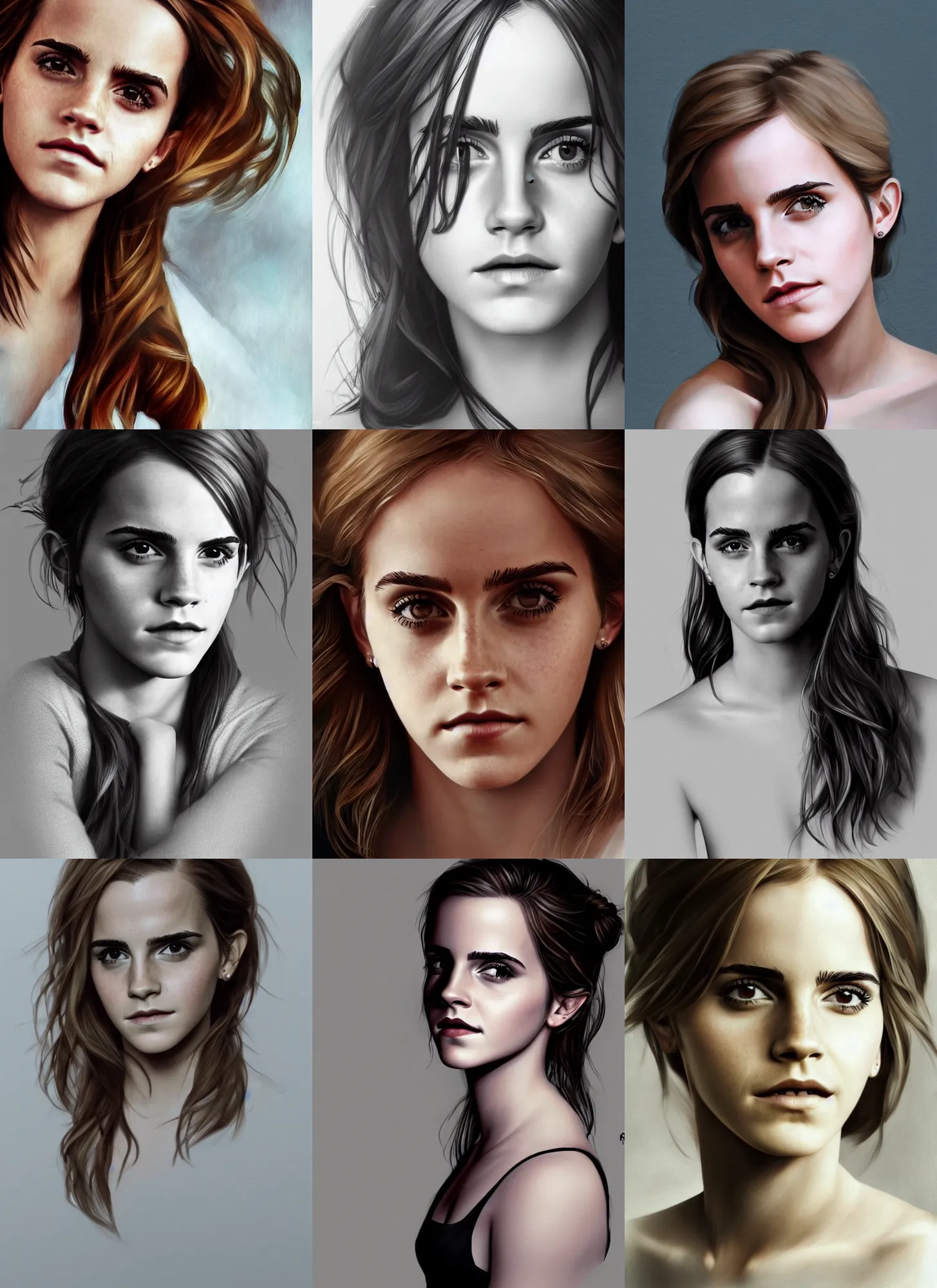 Prompt: portrait of emma watson by Rimantas Dichavicius, featured on artstation, realistic