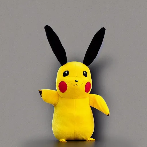 Image similar to pikachu plush toy, advertising photography