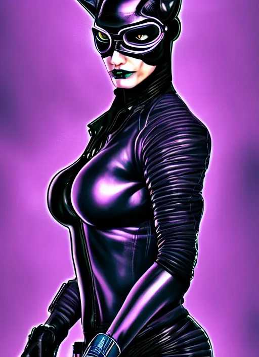 Prompt: portrait of cyberpunk catwoman