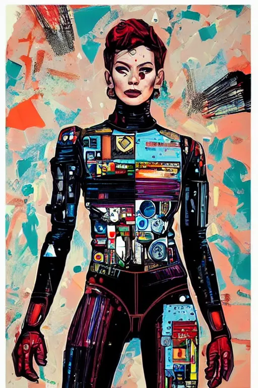 Image similar to full body painting of a female android, by MARVEL comics and Sandra Chevrier