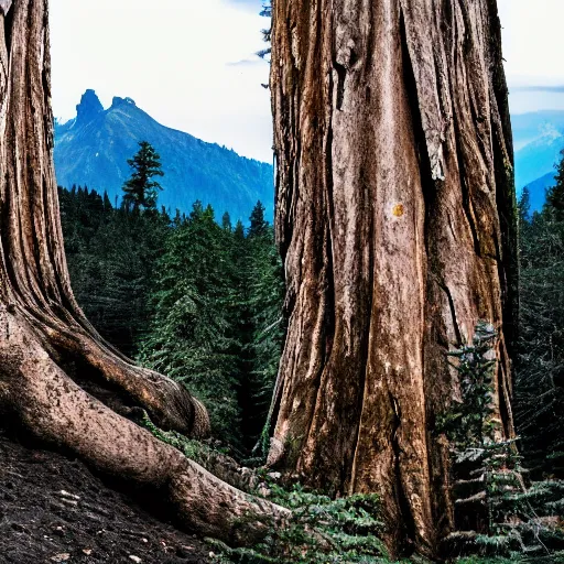 Prompt: photo of mountains that are the ancient roots of giant trees, in the style of a nature documentary-W 1024