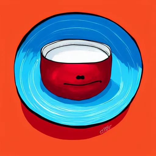 Prompt: boiling imagination in a bowl, super cute, ultra detailed, digital painting, dark blue, yellow, orange, red