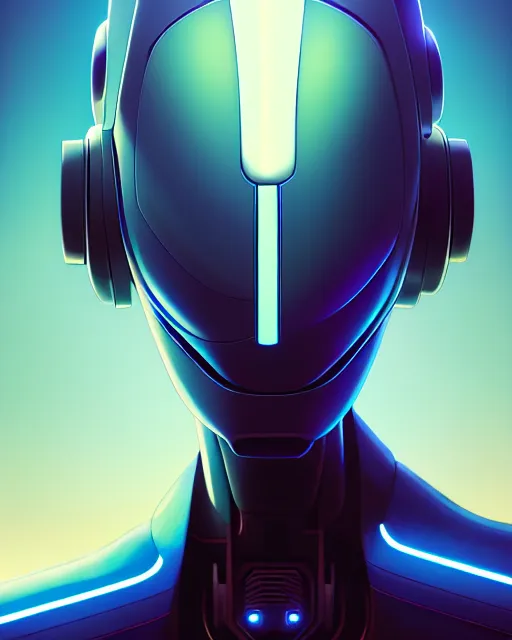 Prompt: hyper - realistic portrait of a sleek and futuristic robot, celshading, sharp focus, intricate, detailed, rhads, andreas rocha, makoto shinkai, lois van baarle, ilya kuvshinov, greg rutkowski, dynamic lighting, grunge aesthetic, 4 k