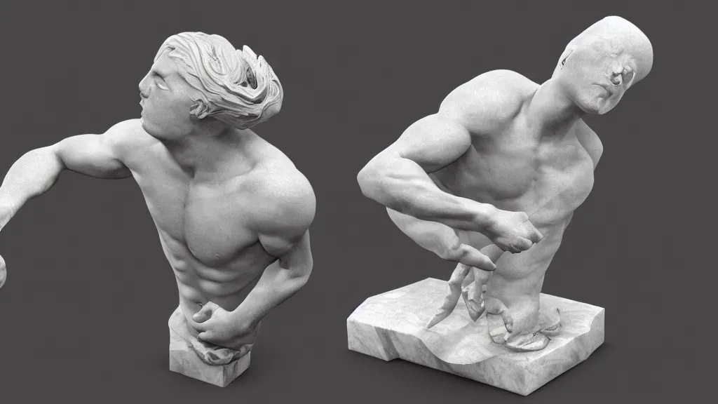 Image similar to marble sculpture swishing topology 3 d concept render, cgsociety