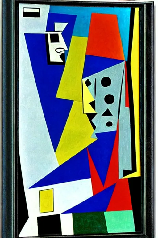 Prompt: complicated machine illusion, synthetic cubism, by pablo picasso