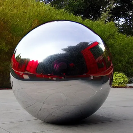 Prompt: chrome spheres on a red cube by james gurney