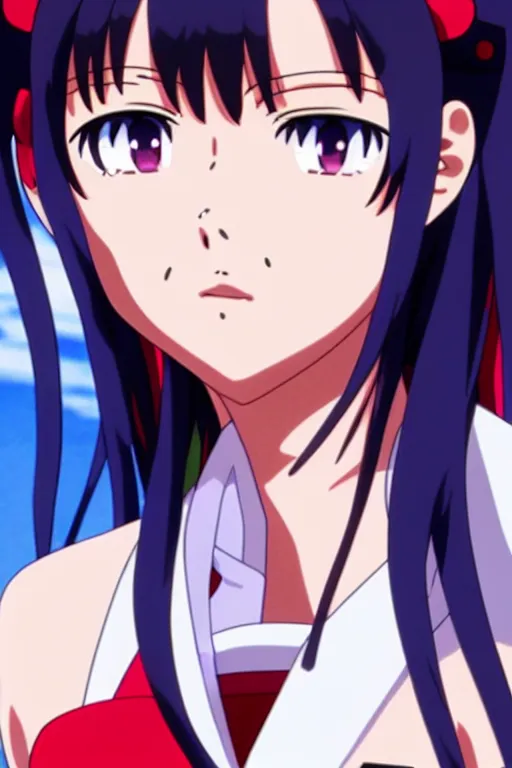 Prompt: anime key visual of misato katsuragi, finely detailed perfect face delicate features directed gaze, trending on pixiv fanbox, studio ghibli, extremely high quality artwork