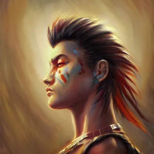 Prompt: brave Cheyenne warrior woman painting in the style of Charlie Bowater