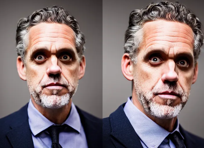 Prompt: dslr photo still of jordan peterson dressed as a woman, 8 k, studio lighting