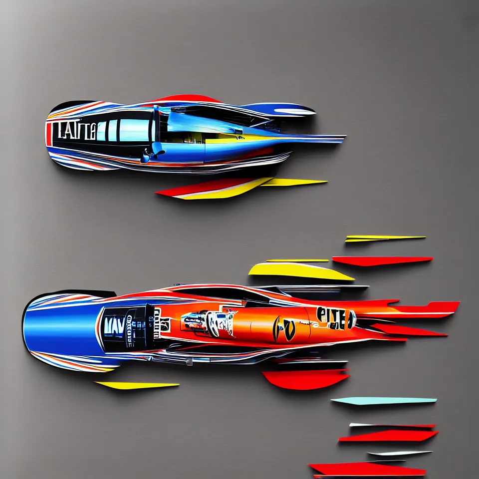 Image similar to top view of a oil painting car racing poster