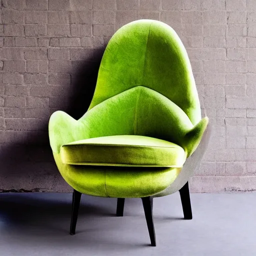 Image similar to an armchair in the shape of an avocado