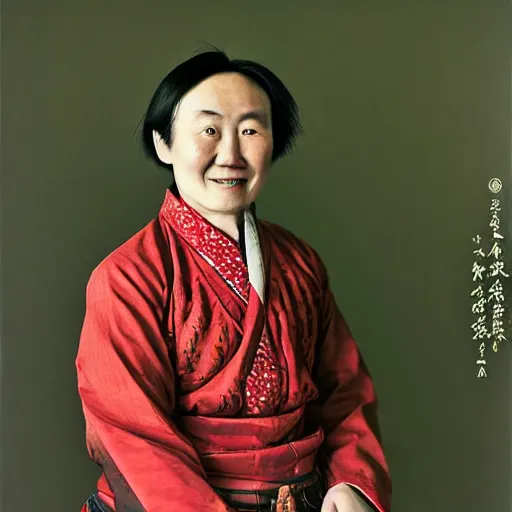 Image similar to realistic contamporary art photography by araki nobuyoshi of wearing traditional ukrainian shirt designed by taras shevchenko. smiling kim chen in