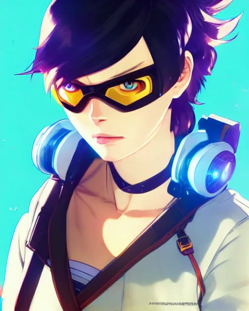 Prompt: Anime as Margot Robbie Playing Tracer Overwatch Tracer Overwatch || cute-fine-face, pretty face, realistic shaded Perfect face, fine details. Anime. realistic shaded lighting poster by Ilya Kuvshinov katsuhiro otomo ghost-in-the-shell, magali villeneuve, artgerm, Jeremy Lipkin and Michael Garmash and Rob Rey