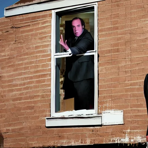 Prompt: Saul Goodman breaking into a persons house