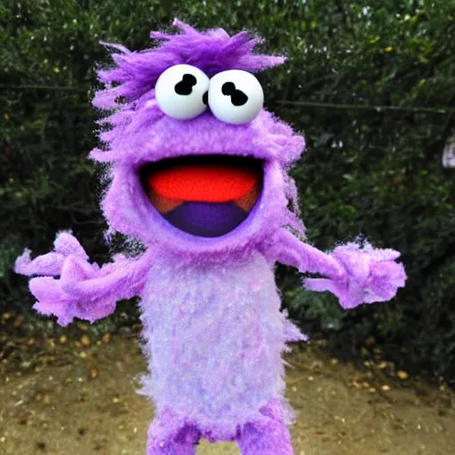 Prompt: a muppet made of silly string