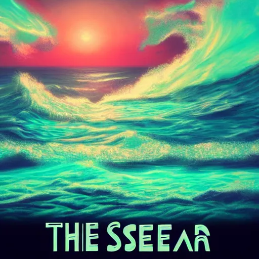 Image similar to the sea, epic retrowave art, trending on art station
