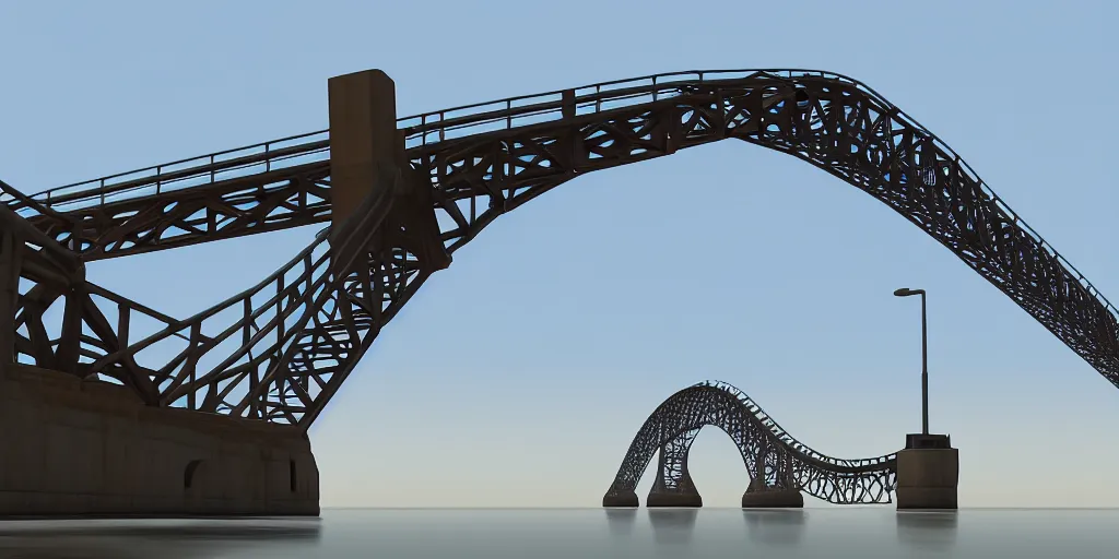 Image similar to realistic crimean bridge, team fortress style, 3 d octane remder, epic lighting, 8 k, by goro fujita