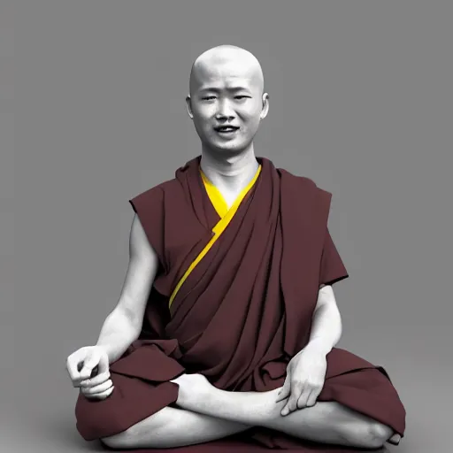 Image similar to ecstatic buddhist monk, digital art, 3 d