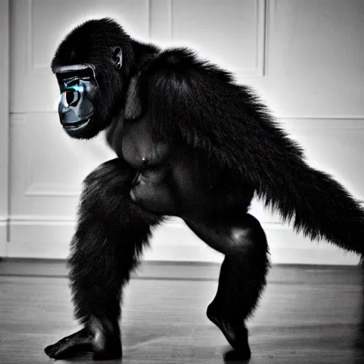 Image similar to nimble gorilla dancing in the ballroom