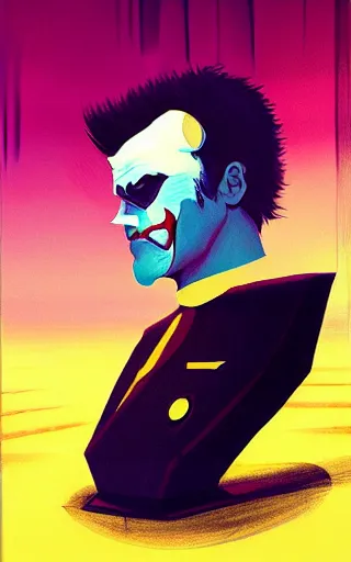 Prompt: painting of Batman and Joker by Christopher Balaskas