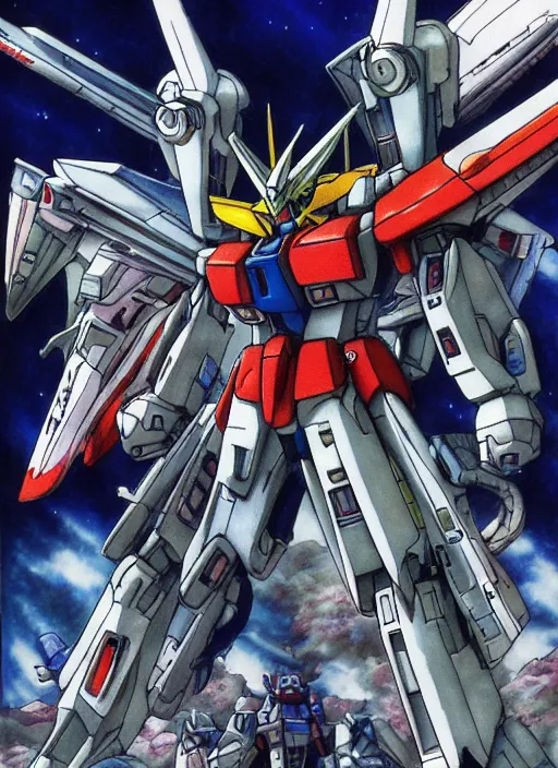 Prompt: Gundam by Yoshitaka Amano