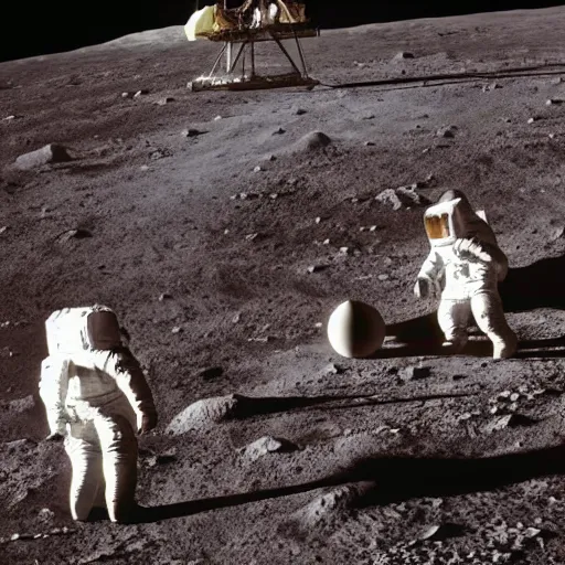 Prompt: astronauts with spaceships on the moon, with the earth and the sun in the foreground, photorealistic, ultra-detailed, 4k high resolution, HDR shot