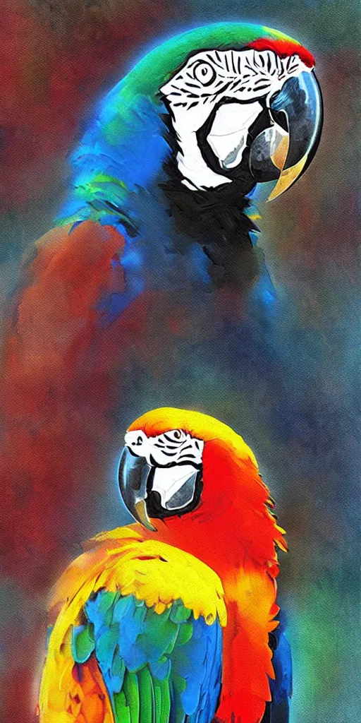 Prompt: digital painting, digital art, bill sienkiewicz, parrot