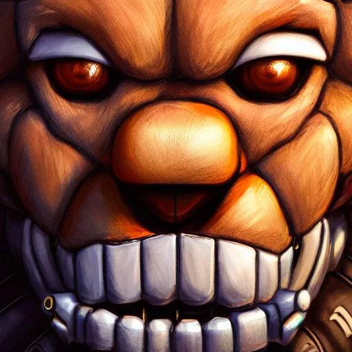 Image similar to commission of freddy fazbear,realistic,hyperdetailed,photorealistic,detailed face,art by greg rutkowski,trevor henderson,ross tran,artstation,deviantart,4k,estern comic style,sharp lineart,professional lighting,professional shading