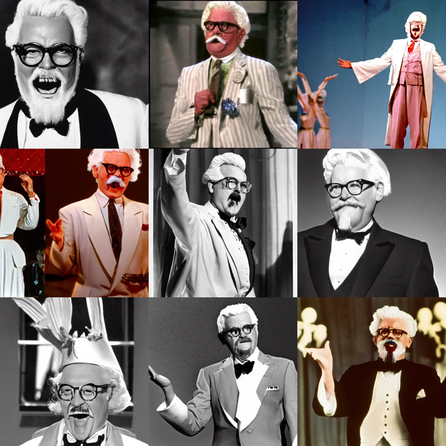 Prompt: colonel sanders playing evita in evita