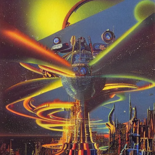 Image similar to elmo in the style of a 7 0 s science fiction novel cover, highly detailed, bruce pennington, peter jones