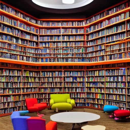 Prompt: Vibrantly Colored October Library