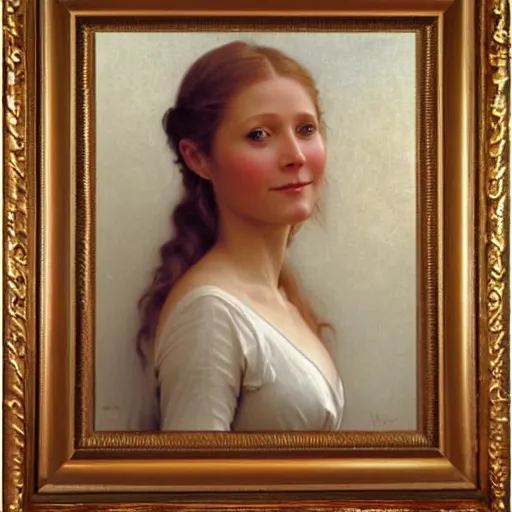 Prompt: Painting of Gwyneth Paltrow as Rose from Titanic. Art by william adolphe bouguereau. During golden hour. Extremely detailed. Beautiful. 4K. Award winning.