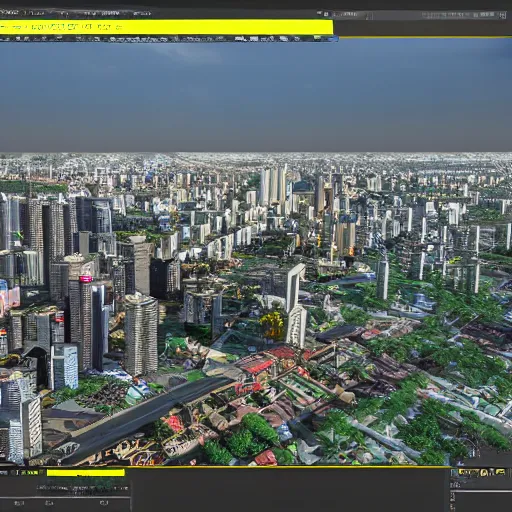 Image similar to 3 d rendering of the city of jakarta rendered with an unreal engine, the image is refined with uhd, yellowish light, and also its beauty is like the real world