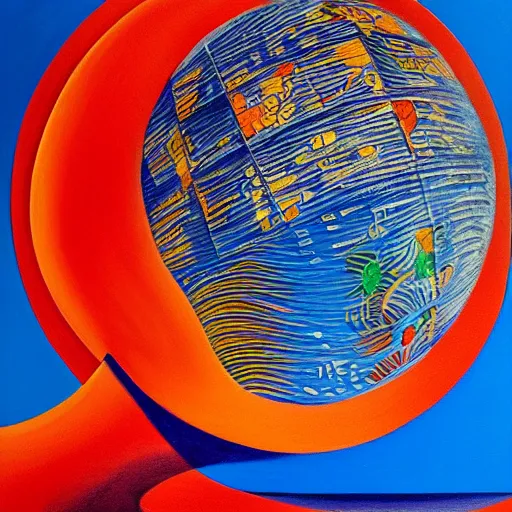 Prompt: a highly detailed painting of the world globe in flames, inspired by dali, matisse, klee, bosch, david hockney, trending on artstation, 4 k